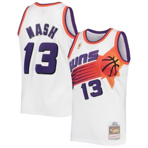 Herren Mitchell & Ness Steve Nash Weiß Phoenix Suns Trikot 1996-1997 Authentic Hardwood Classics Swingman