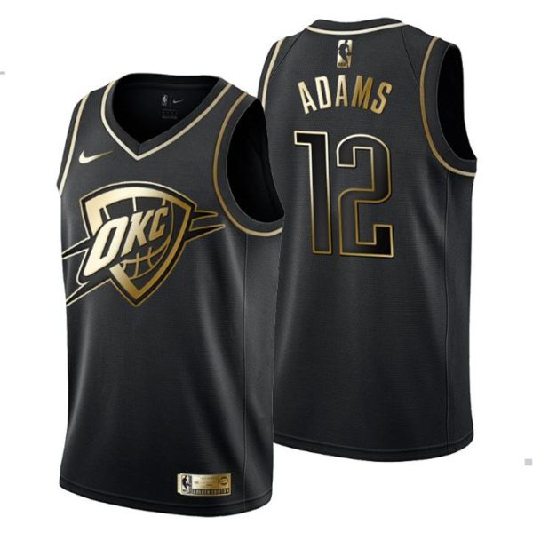 Herren Oklahoma City Thunder Trikot #12 Steven Adams Golden Edition Schwarz Fashion