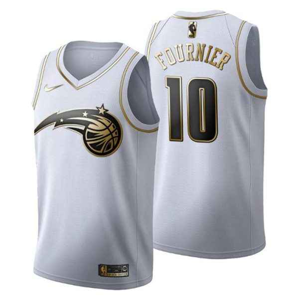 Herren Orlando Magic Trikot #10 Evan Fournier Golden Edition Weiß Fashion