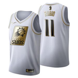 Herren Phoenix Suns Trikot #11 Ricky Rubio Golden Edition Weiß Fashion
