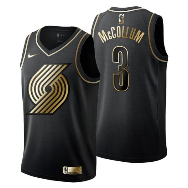 Herren Portland Trail Blazers Trikot #3 C.J. McCollum Golden Edition Schwarz Fashion