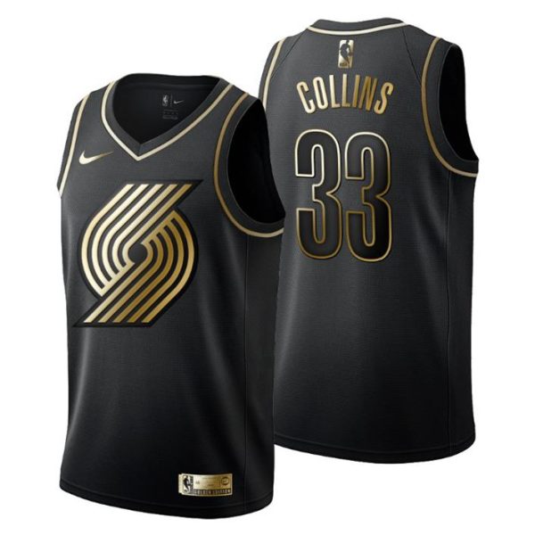 Herren Portland Trail Blazers Trikot #33 Zach Collins Golden Edition Schwarz Fashion