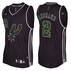 Herren San Antonio Spurs Trikot #2 Kawhi Leonard Schwarz Camo Fashion Swingman