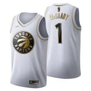 Herren Toronto Raptors Trikot #1 Tracy McGrady Golden Edition Weiß Fashion
