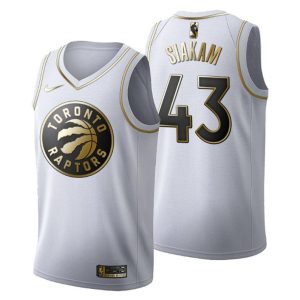 Herren Toronto Raptors Trikot #43 Pascal Siakam Golden Edition Weiß Fashion