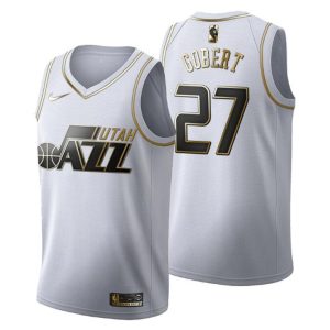 Herren Utah Jazz Trikot #27 Rudy Gobert Golden Edition Weiß Fashion