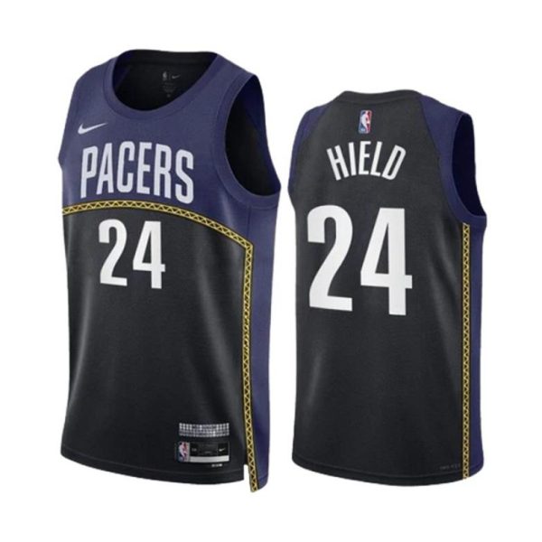 Indiana Pacers Trikot Nike Buddy Hield 24 Schwarz Navy Version City Edition 2022-23 Swingman Herren