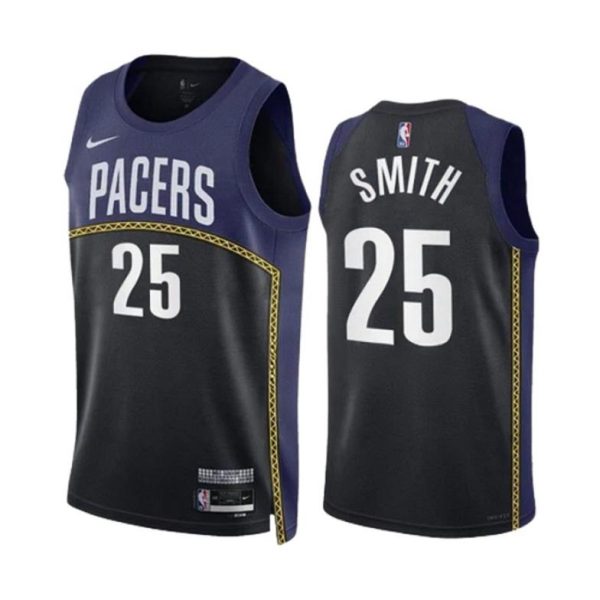 Indiana Pacers Trikot Nike Jalen Smith 25 Schwarz Navy Version City Edition 2022-23 Swingman Herren