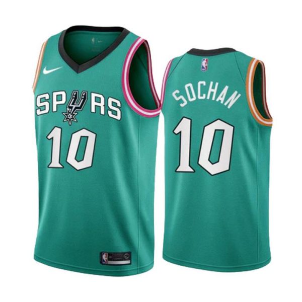 Jeremy Sochan 10 San Antonio Spurs Trikot Nike City Edition 2022-23 Teal Version Swingman Herren