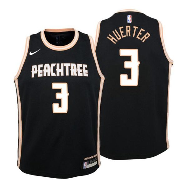 Kinder 2019-20 Atlanta Hawks Trikot #3 Kevin Huerter City Schwarz Swingman