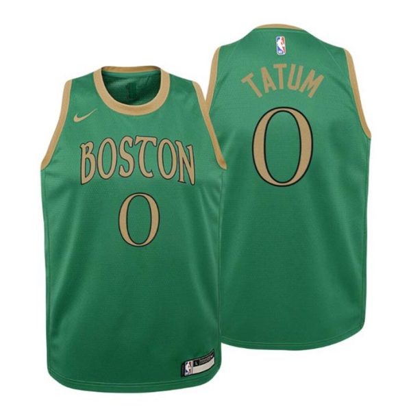 Kinder 2019-20 Boston Celtics Trikot #0 Jayson Tatum City Kelly Grün Swingman