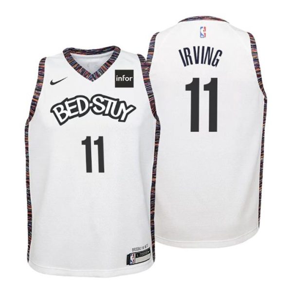 Kinder 2019-20 Brooklyn Nets Trikot #11 Kyrie Irving City Weiß Swingman