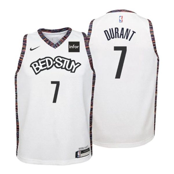 Kinder 2019-20 Brooklyn Nets Trikot #7 Kevin Durant City Weiß Swingman