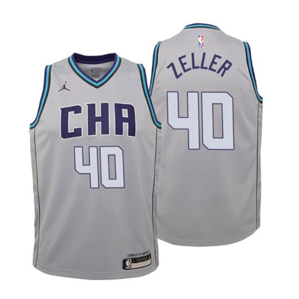 Kinder 2019-20 Charlotte Hornets Trikot #40 Cody Zeller City Grau Swingman