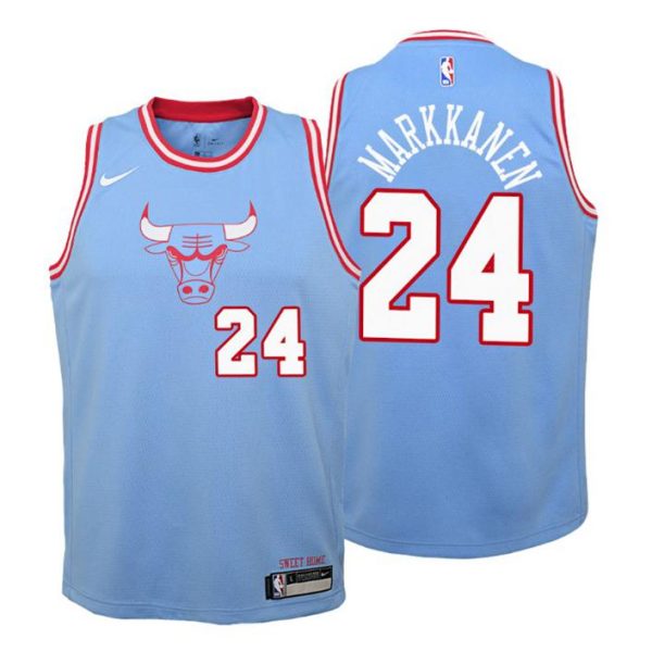 Kinder 2019-20 Chicago Bulls Trikot #24 Lauri Markkanen City Blau Swingman