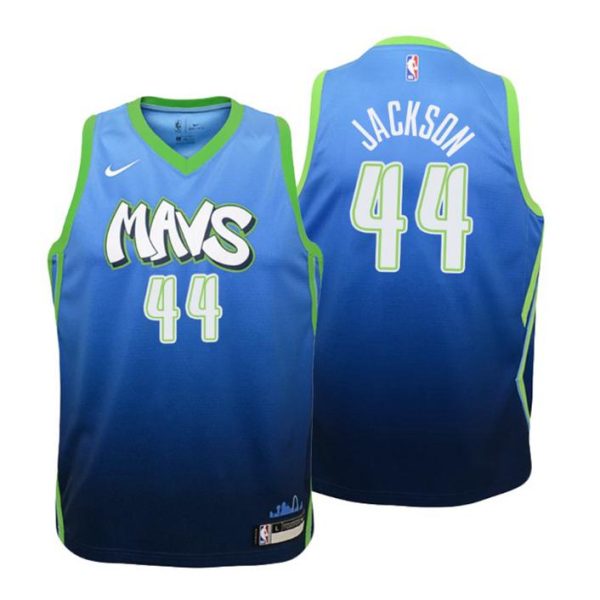 Kinder 2019-20 Dallas Mavericks Trikot #44 Justin Jackson City Blau Swingman