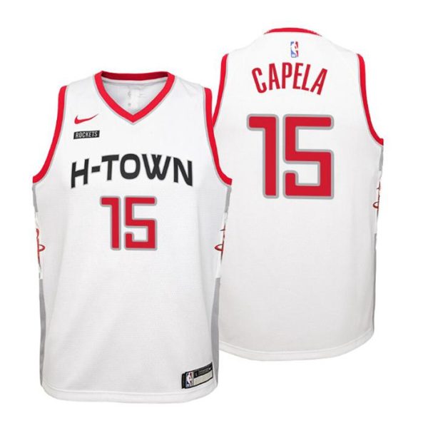 Kinder 2019-20 Houston Rockets Trikot #15 Clint Capela City Weiß Swingman