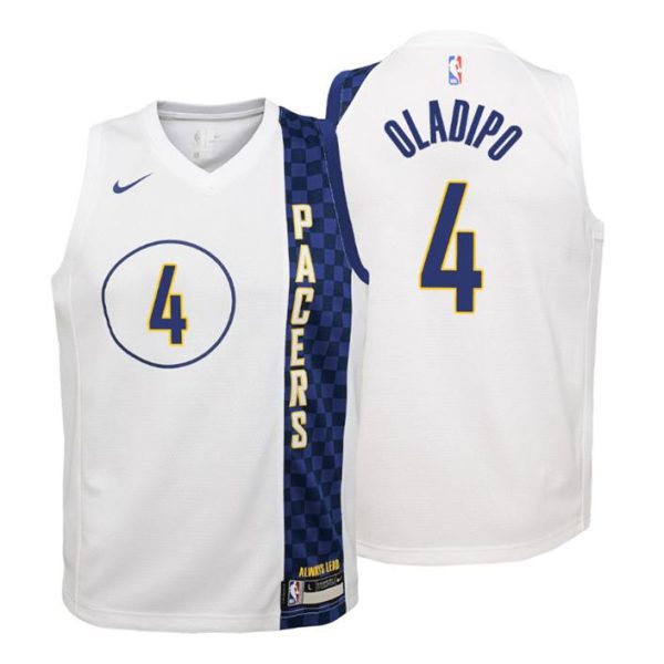 Kinder 2019-20 Indiana Pacers Trikot #4 Victor Oladipo City Weiß Swingman