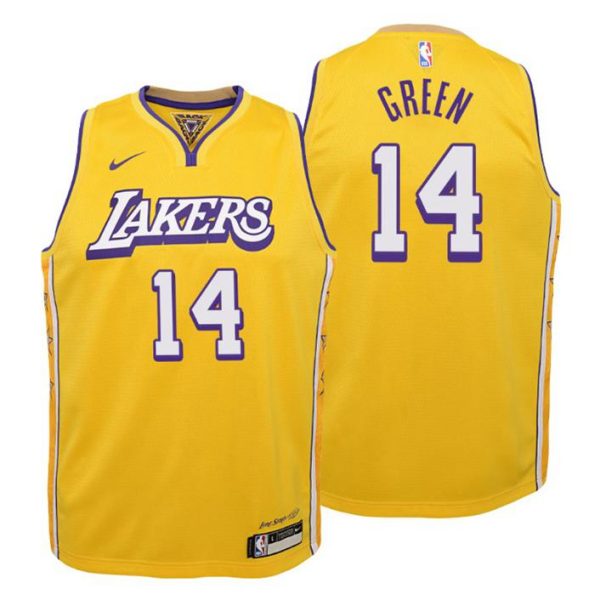 Kinder 2019-20 Los Angeles Lakers Trikot #14 Danny Grün City Gold Swingman