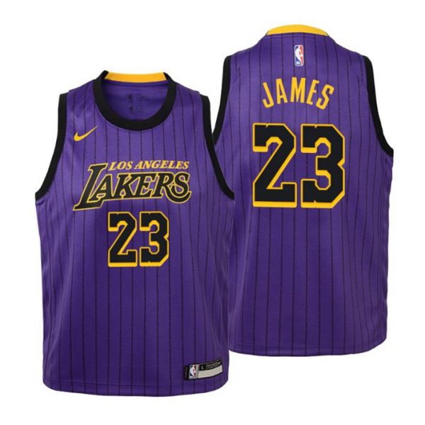 Kinder 2019-20 Los Angeles Lakers Trikot #6 Lebron James City Lila Swingman