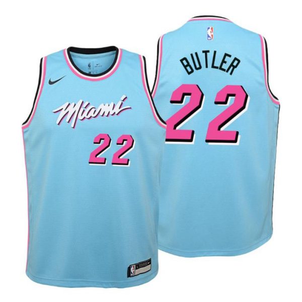 Kinder 2019-20 Miami Heat Trikot #22 Jimmy Butler City Blau Swingman