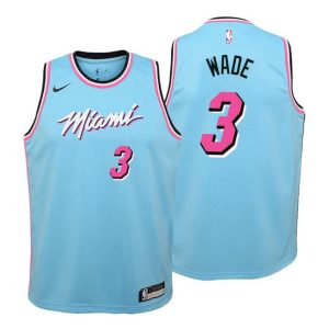 Kinder 2019-20 Miami Heat Trikot #3 Dwyane Wade City Blau Swingman