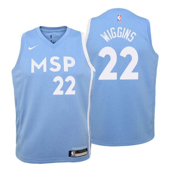 Kinder 2019-20 Minnesota Timberwolves Trikot #22 Andrew Wiggins City Blau Swingman