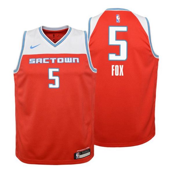 Kinder 2019-20 Sacramento Kings Trikot #5 De’Aaron Fox City Rot Swingman