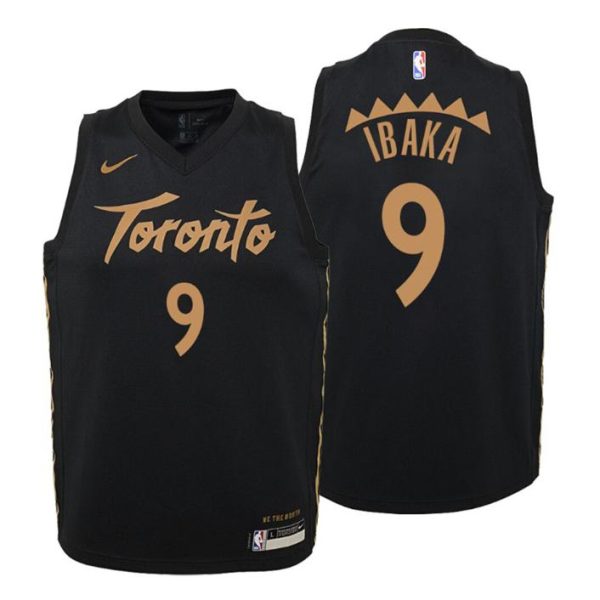 Kinder 2019-20 Toronto Raptors Trikot #9 Serge Ibaka City Schwarz Swingman