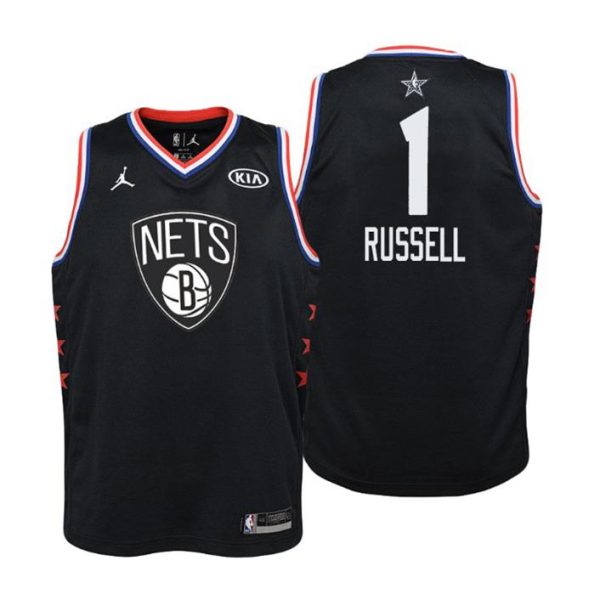 Kinder 2019 NBA All-Star Trikot Game Brooklyn Nets Trikot #1 D’Angelo Russell Schwarz Swingman