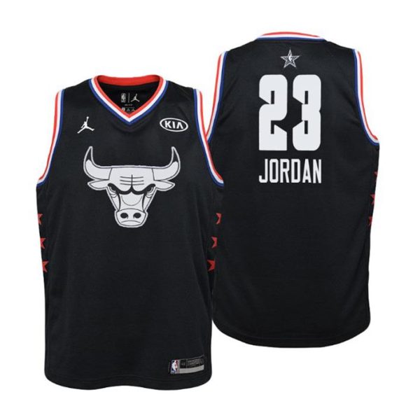 Kinder 2019 NBA All-Star Trikot Game Chicago Bulls Trikot #23 Michael Jordan Schwarz Swingman