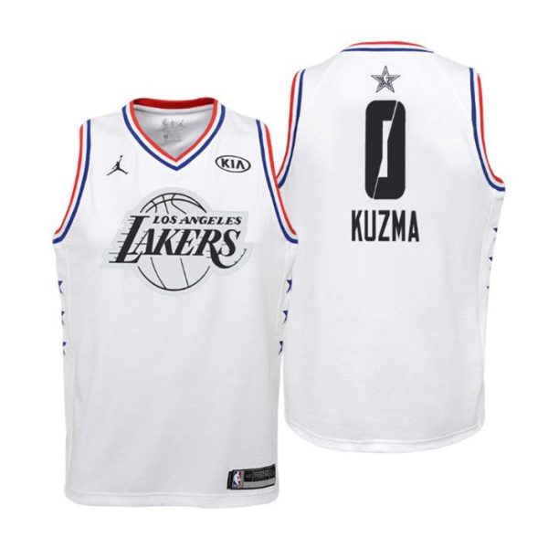 Kinder 2019 NBA All-Star Trikot Game Los Angeles Lakers Trikot #0 Kyle Kuzma Weiß Swingman