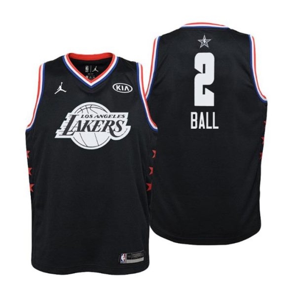 Kinder 2019 NBA All-Star Trikot Game Los Angeles Lakers Trikot #2 Lonzo Ball Schwarz Swingman