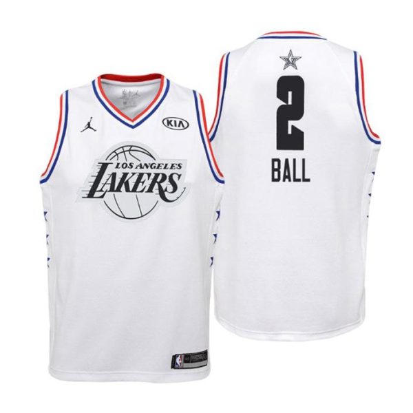 Kinder 2019 NBA All-Star Trikot Game Los Angeles Lakers Trikot #2 Lonzo Ball Weiß Swingman