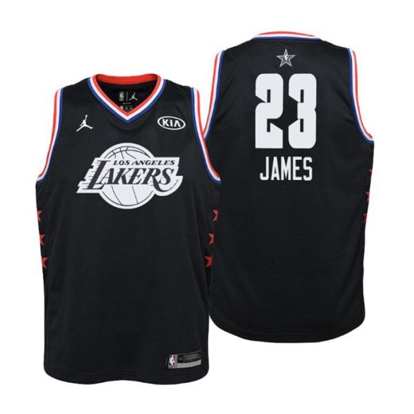 Kinder 2019 NBA All-Star Trikot Game Los Angeles Lakers Trikot #23 LeBron James Schwarz Swingman