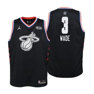 Kinder 2019 NBA All-Star Trikot Game Miami Heat Trikot #3 Dwyane Wade Schwarz Swingman