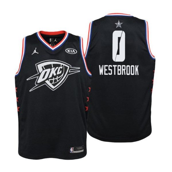 Kinder 2019 NBA All-Star Trikot Game Oklahoma City Thunder Trikot #0 Russell Westbrook Schwarz Swingman