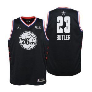 Kinder 2019 NBA All-Star Trikot Game Philadelphia 76ers Trikot #23 Jimmy Butler Schwarz Swingman