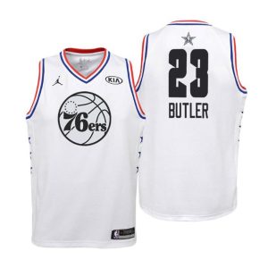 Kinder 2019 NBA All-Star Trikot Game Philadelphia 76ers Trikot #23 Jimmy Butler Weiß Swingman