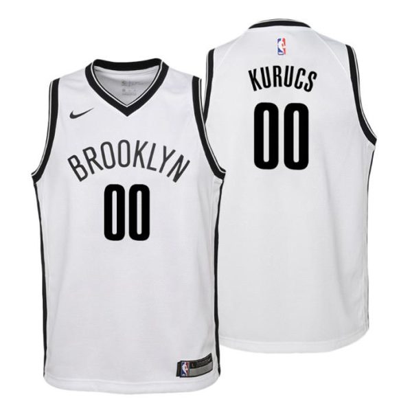 Kinder Brooklyn Nets Trikot #00 Rodions Kurucs Association Weiß Swingman