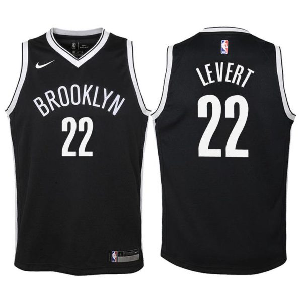 Kinder Brooklyn Nets Trikot #22 Caris LeVert Schwarz Swingman – Icon Edition