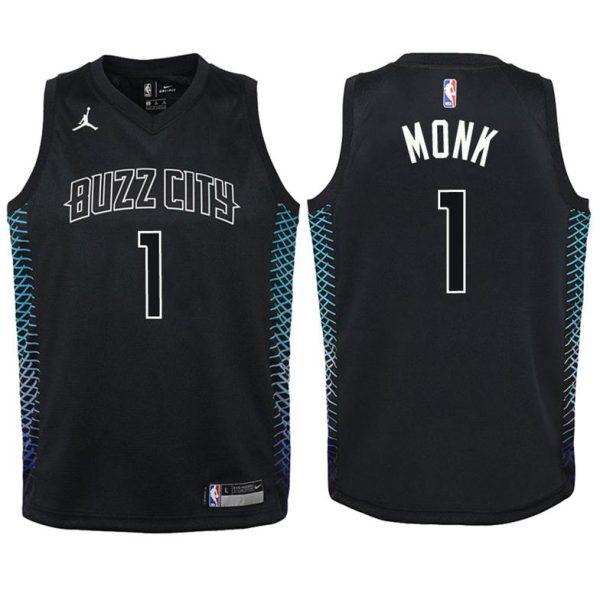 Kinder Charlotte Hornets Trikot #1 Malik Monk Schwarz Swingman – City Edition Edition