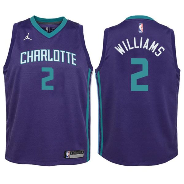 Kinder Charlotte Hornets Trikot #2 Marvin Williams Lila Swingman – Statement Edition