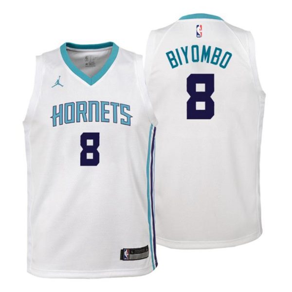 Kinder Charlotte Hornets Trikot #8 Bismack Biyombo Association Weiß Swingman