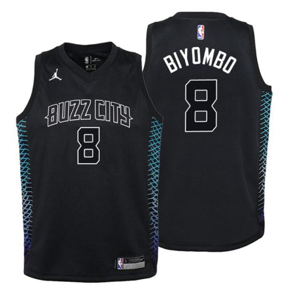 Kinder Charlotte Hornets Trikot #8 Bismack Biyombo City Edition Schwarz Swingman