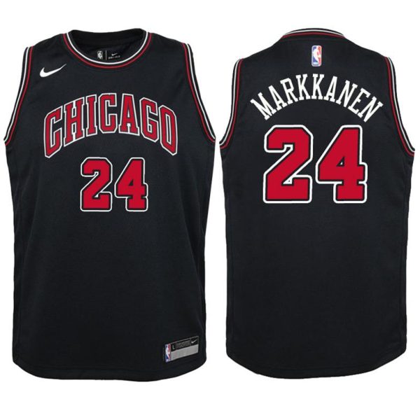 Kinder Chicago Bulls Trikot #24 Lauri Markkanen Schwarz Swingman – Statement Edition