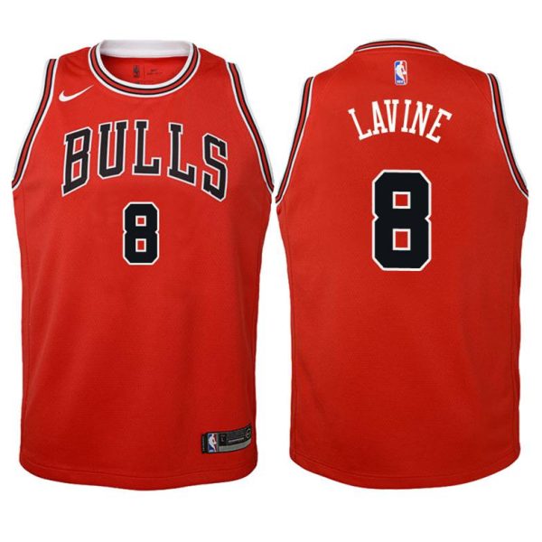 Kinder Chicago Bulls Trikot #8 Zach LaVine Rot Swingman – Icon Edition