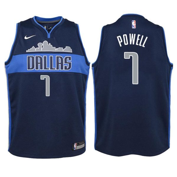 Kinder Dallas Mavericks Trikot #7 Dwight Powell Navy Swingman – Statement Edition