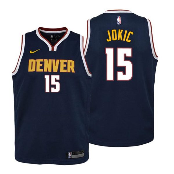 Kinder Denver Nuggets Trikot #15 Nikola Jokic Icon Edition Navy Swingman