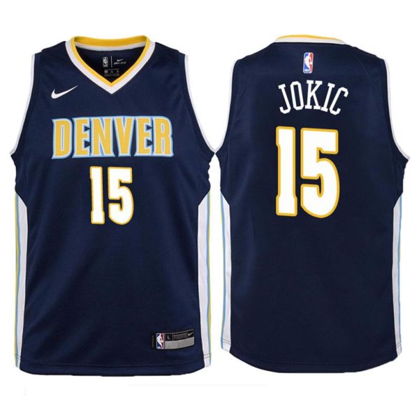 Kinder Denver Nuggets Trikot #15 Nikola Jokic Navy Swingman -Icon Edition